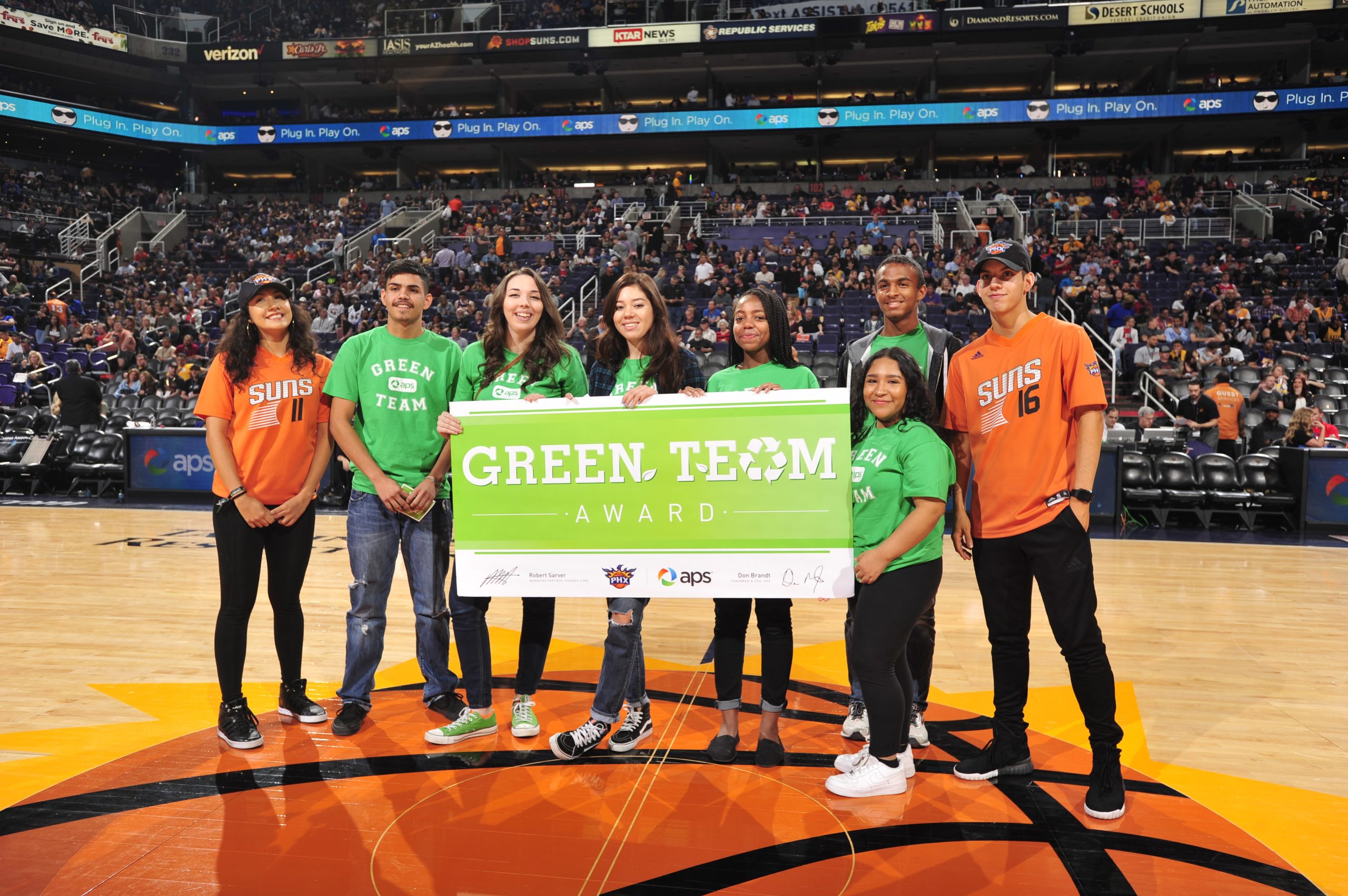 Garden of the Bs: Mesa High students are recognized by Arizona Public Service and the Phoenix Suns as a "Green Team" award recipients. 